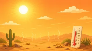 Thermometer with heat waves