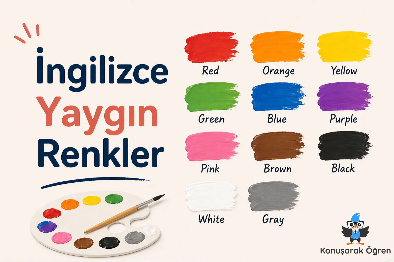 İngilizce Yaygın Renkler Konusarak Ogren