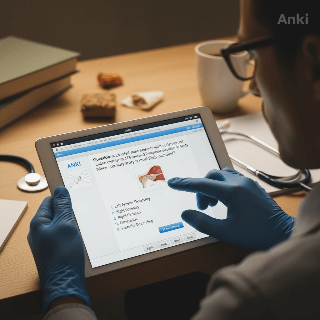 tablet üzerinden anki usmle desteleri ile çalışan doktor adayı