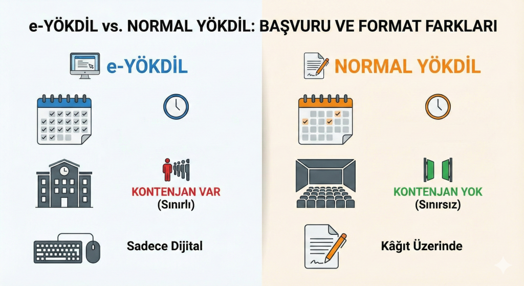 e-yökdil ve normal yökdil başvuru farkları