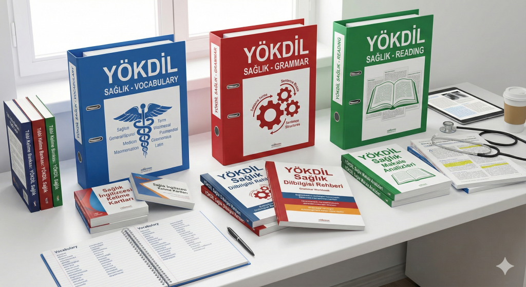 Yökdil sağlık kaynak önerileri ve kelime çalışma kitapları.