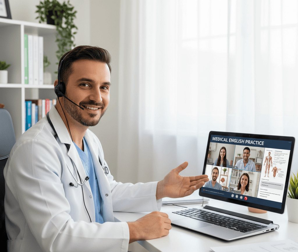 Online platformda Türkiye’de PLAB 2 Hazırlığı yapan doktor