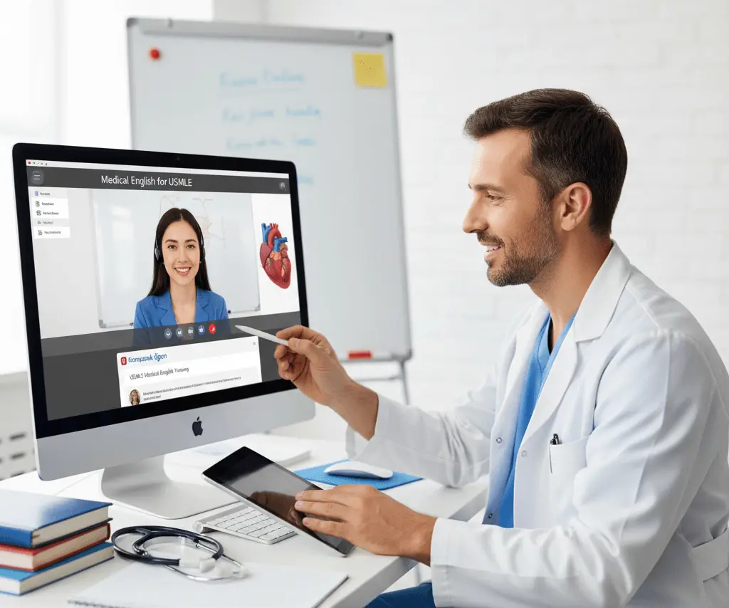 Konuşarak Öğren ile usmle için medikal ingilizce eğitimi alan doktor