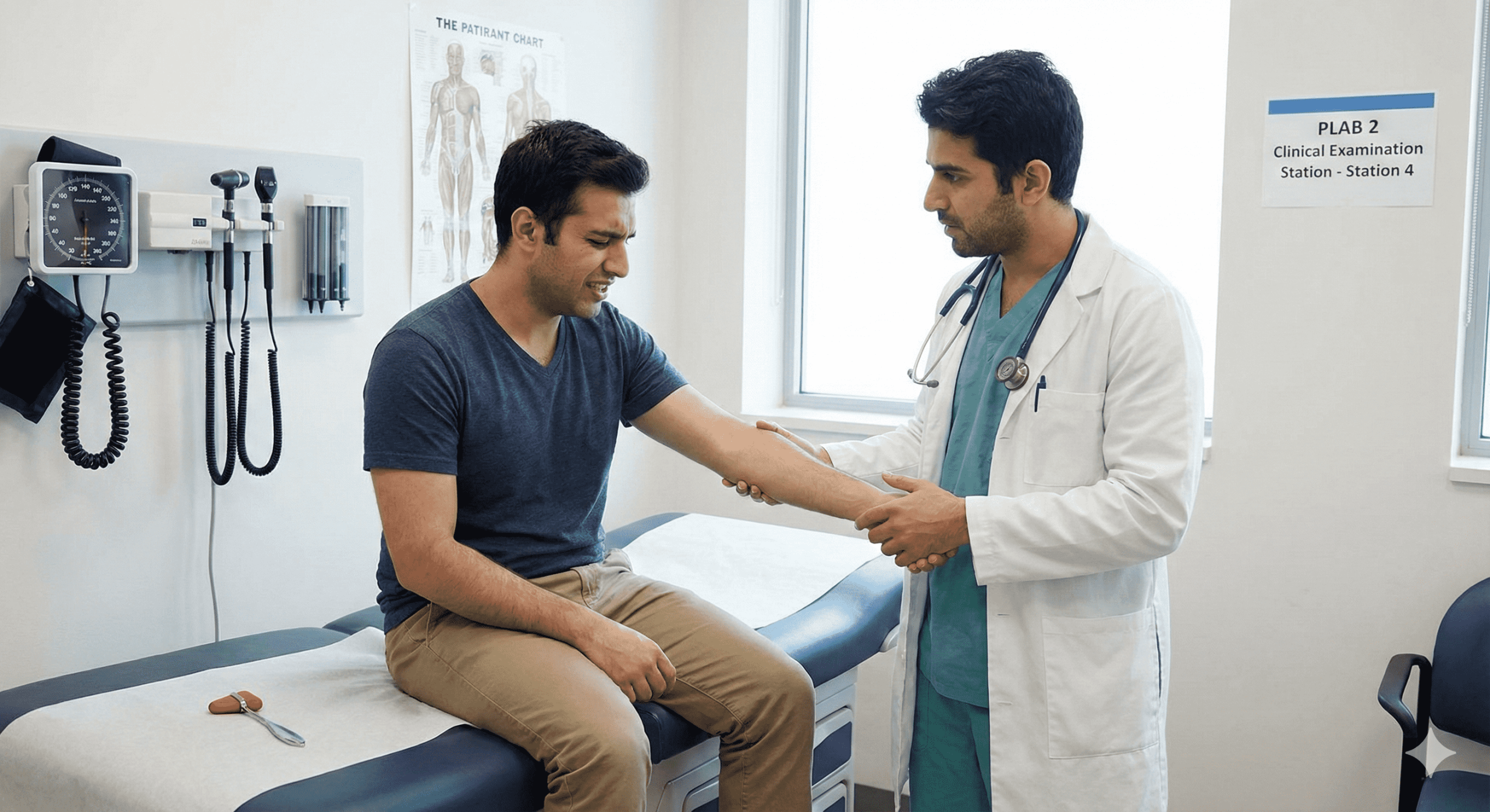 Plab 2 sınavı sırasında hasta ile iletişim kuran doktor adayı
