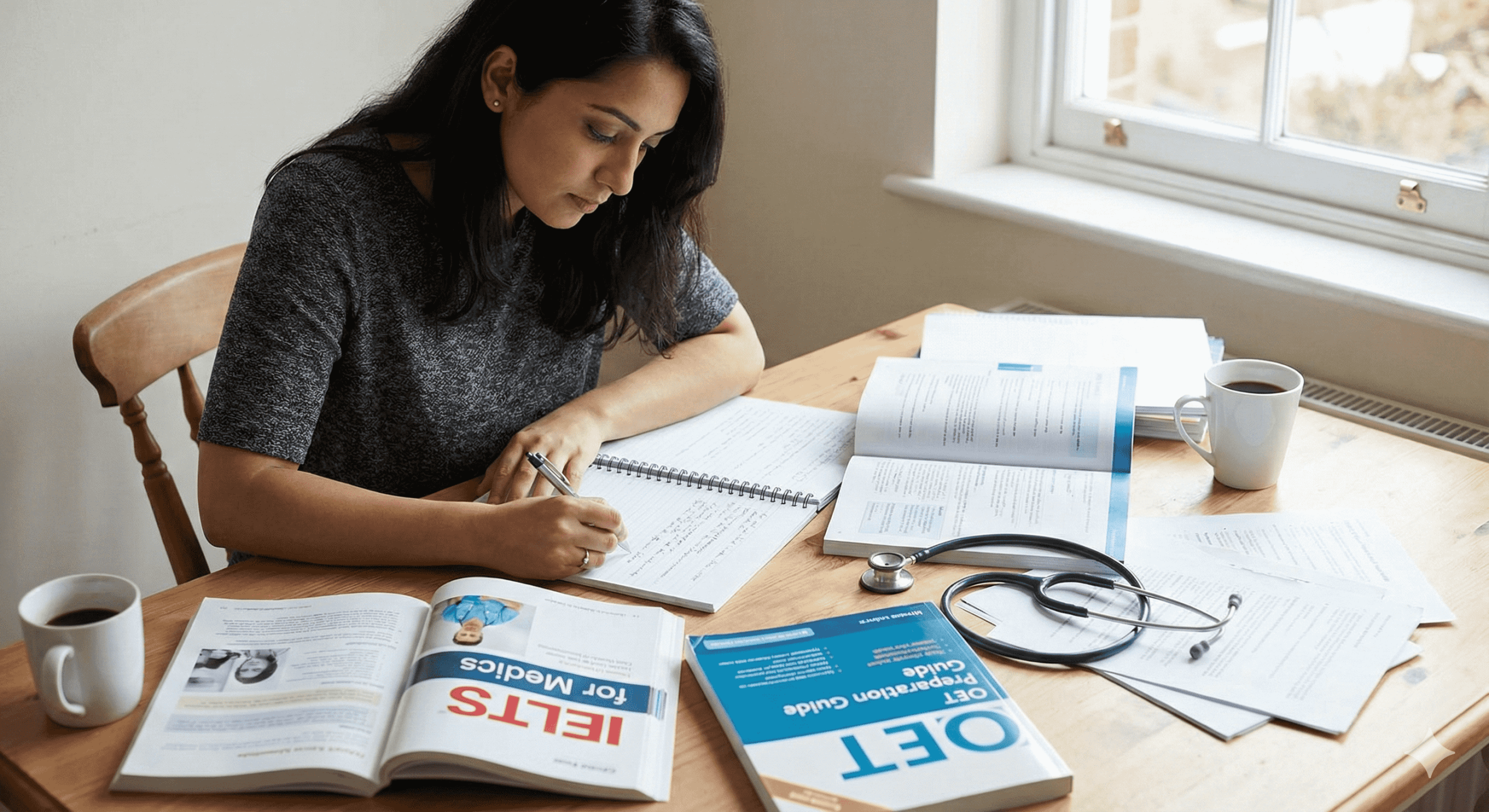 Plab sınavı başvuru şartları için dil yeterliliği çalışması yapan doktor